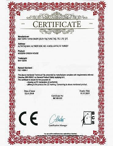 CE - Sertifikamız | MAYSERA